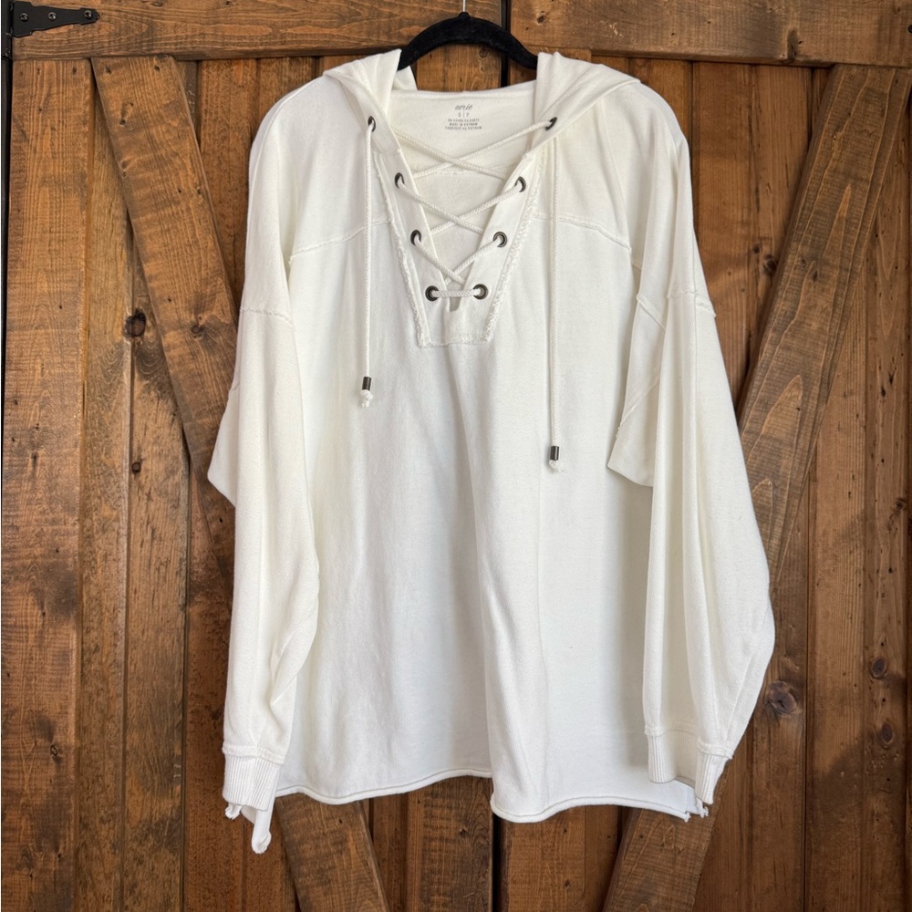 Aerie white  Lace-Up Hoodie